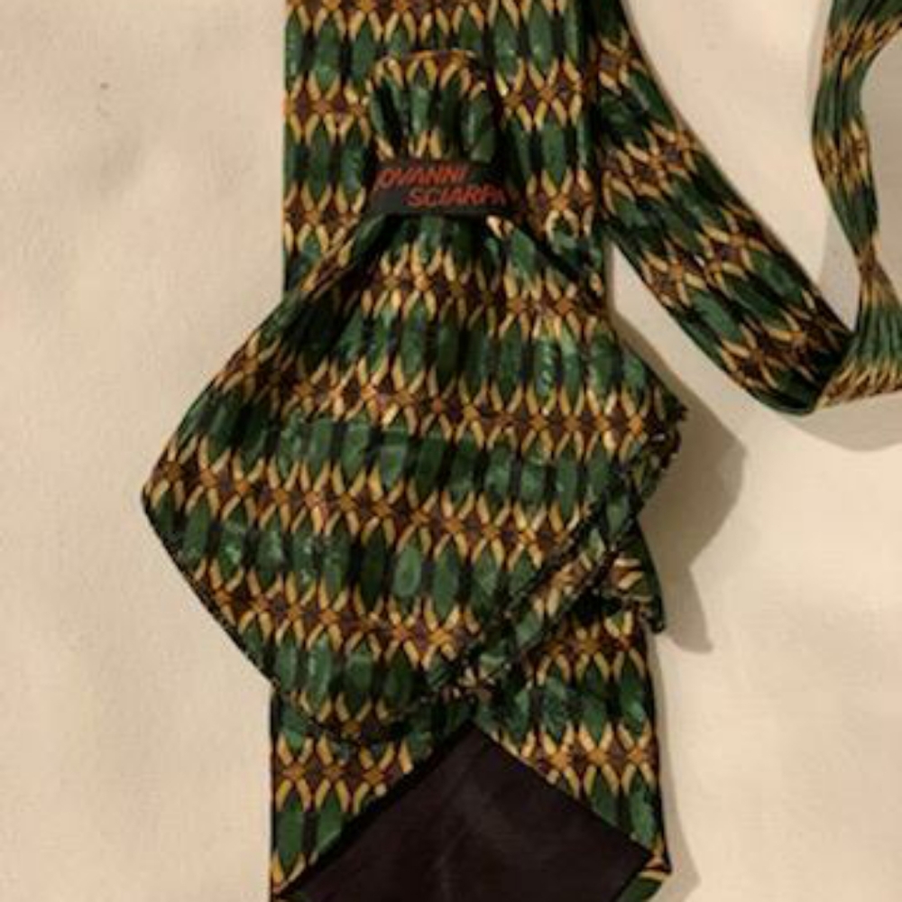 Mens green and brown 52 inch tie - Picture 2 of 2